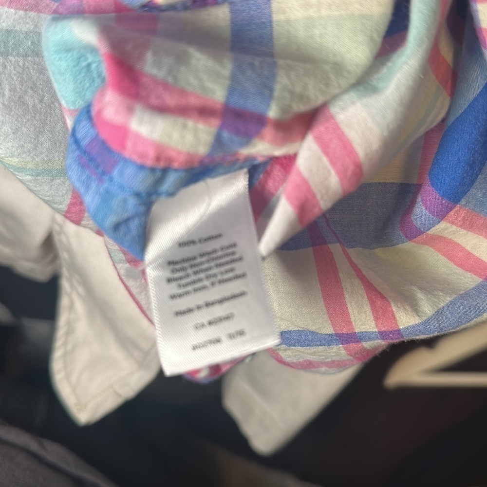 Talbots Spring Plaid Roll Tab Sleeves Top - Picture 6 of 6